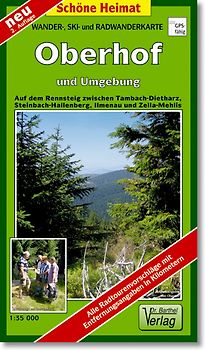 Wander-, Ski- und Radwanderkarte Oberhof, Ilmenau, Zella-Mehlis und Umgebung