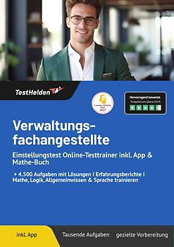 Verwaltungsfachangestellte Einstellungstest : Online-Testtrainer inkl. App & Mathe-Buch | + 4.500 Aufgaben mit Lösungen I Erfahrungsberichte I Mathe, Logik, Allgemeinwissen & Sprache trainieren