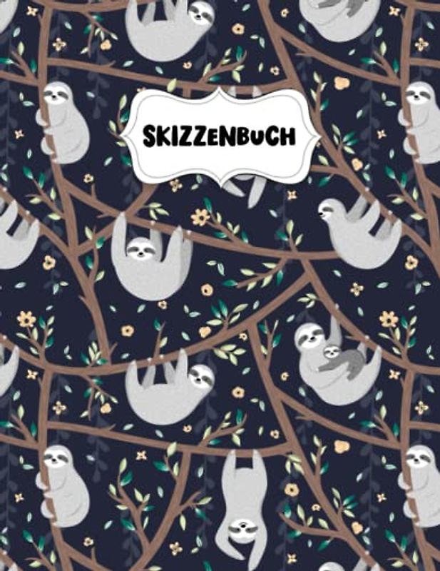Skizzenbuch: Hübsches Faultier Zeichenblock A4 für Kinder: Blanko Zeichenmappe A4 Zeichen Block