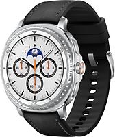 Samsung Galaxy Watch8 Classic 46 mm Boîtier aluminium blanc sur Hybride premium noir [Wi-Fi]