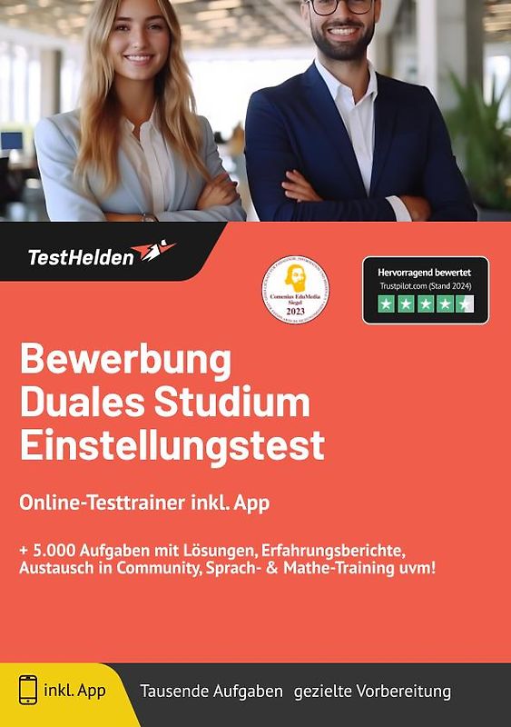 Bewerbung duales Studium Einstellungstest: Online-Testtrainer inkl. App | + 5.000 Aufgaben mit Lösungen, Erfahrungsberichte, Austausch in Community, Sprach- & Mathe-Training uvm!