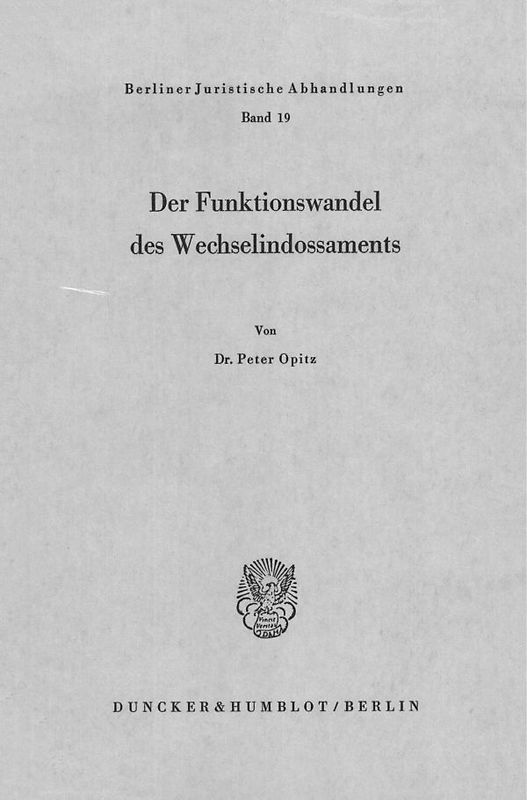 Der Funktionswandel des Wechselindossaments.