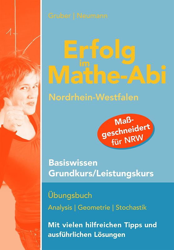 Erfolg im Mathe-Abi NRW Basiswissen Grundkurs / Leistungskurs. Maßgeschneidert für Nordrhein-Westfalen enthält dieses Übungsbuch für den Grundkurs und den Leistungskurs viele aufeinander aufbauende Aufgaben und schafft damit die Grundlage für Aufgaben auf Prüfungsniveau wie in Erfolg im Mathe-Abi NRW Prüfungsaufgaben Grundkurs/Leistungskurs.