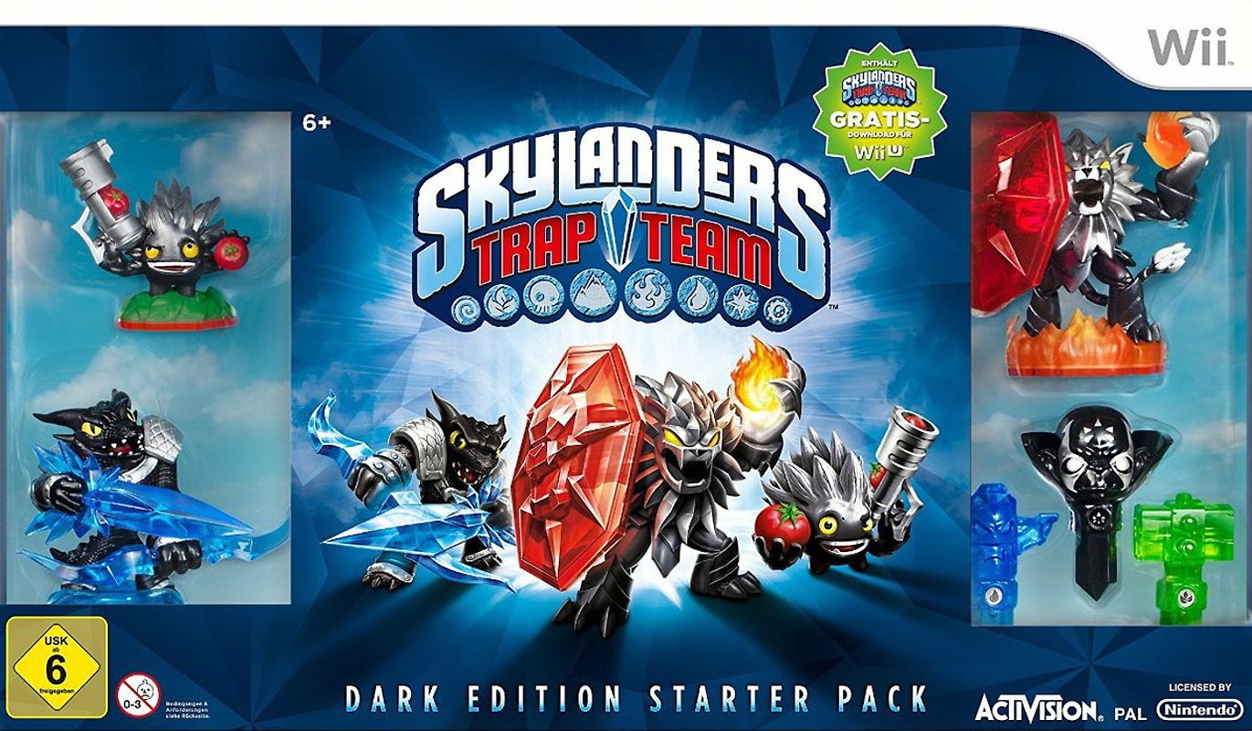 Skylanders: Trap Team Dark Edition [Starter Pack inkl. Trap-Portal, 3 Figuren, 3 Fallenschlüssel, 1 Charakter-Sammelposter und 3 Sammelkarten, Sammelfallensteckfach] Nintendo Wii