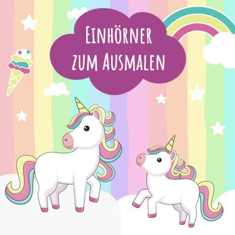 Einhörner zum Ausmalen: Unbemalte Vorlagen von Einhörnern zum Selbstausmalen | ab 3 Jahren