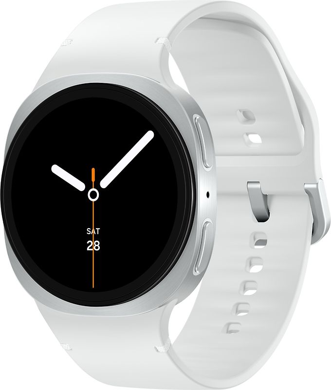 Samsung Galaxy Watch8 40 mm Boîtier aluminium argent sur Sport en silicone M/L blanc [Wi-Fi]