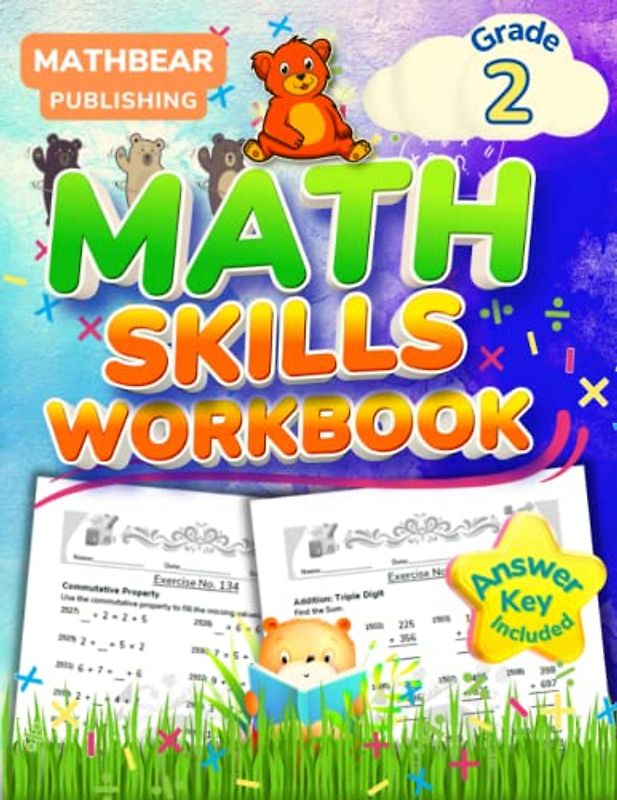 MathBear: Math Skills Workbook Grade 2: 2nd Grade Math Skills Practice Workbook: Addition, Subtraction, Basic Multiplication, Place Value, Math Games, ... With Answers (MATHBEAR Workbooks, Band 105)