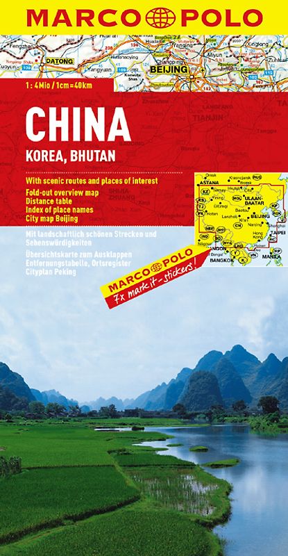MARCO POLO Kontinentalkarte China, Korea, Bhutan 1:4 000 000