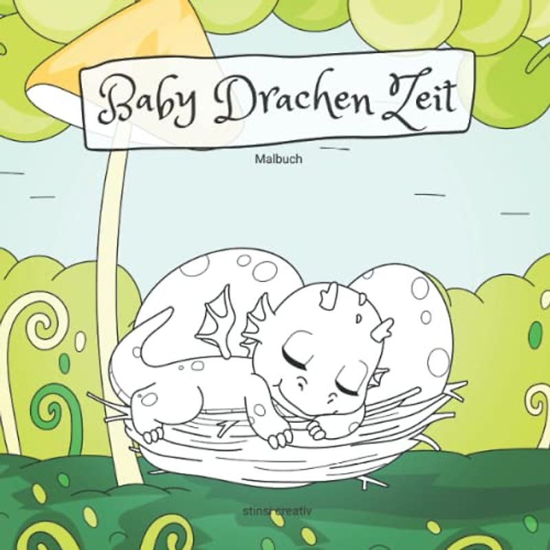 Baby Drachen Zeit: Malbuch: niedliche Baby Drachen Motive mit Mandala Hintergrund für Kinder