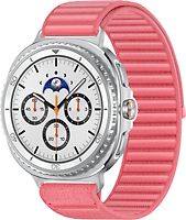 Samsung Galaxy Watch8 Classic 46 mm Boîtier aluminium blanc sur Confort M/L corail [Wi-Fi + 4G]