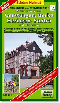 Radwander- und Wanderkarte Mittleres Werratal, Gerstungen, Berka, Heringen, Sontra und Umgebung