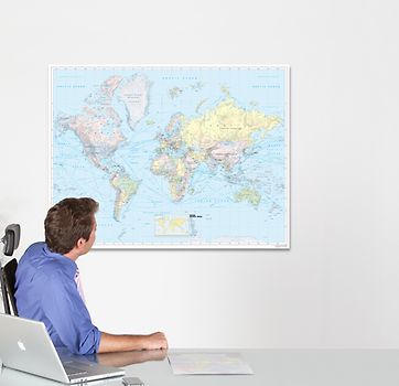 BACHER Politische Weltkarte "Business World" Maßstab 1:31 Mio. Papierkarte gerollt, folienbeschichtet. Die BACHER Business World beinhaltet ein politisches Kartenbild. Die unterschiedlich eingefärbten Länder sind international in Landessprache beschriftet.