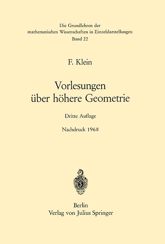 Vorlesungen über Höhere Geometrie