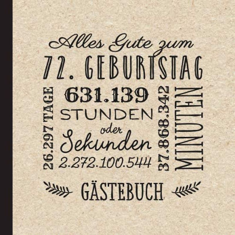 Alles Gute zum 72. Geburtstag: Vintage Gästebuch zum 72.Geburtstag für Mann oder Frau - 72 Jahre Geburtstagsgeschenk & Deko - Buch für Glückwünsche und Fotos der Gäste