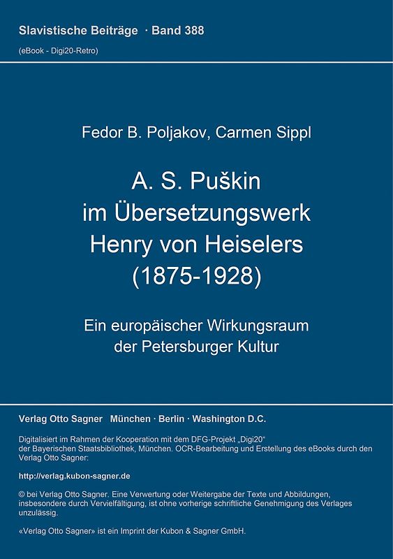 A. S. Puškin im Übersetzungswerk Henry von Heiselers (1875-1928)