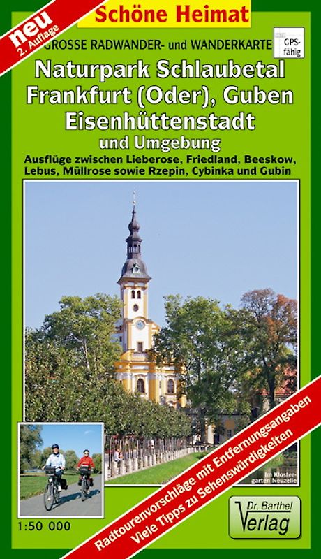 Große Radwander- und Wanderkarte Naturpark Schlaubetal, Frankfurt (Oder), Guben, Eisenhüttenstadt und Umgebung