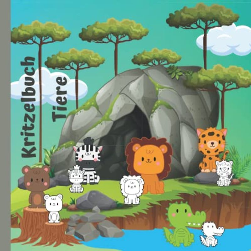 Kritzelbuch ab 1 Jahr Tiere: Niedliche Tiere zum Ausmalen mit bunten Vorlagen