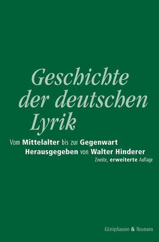 Geschichte der deutschen Lyrik. Vom Mittelalter bis zur Gegenwart