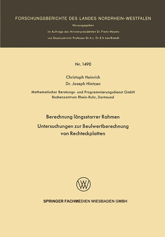 Berechnung längsstarrer Rahmen / Untersuchungen zur Beulwertberechnung von Rechteckplatten