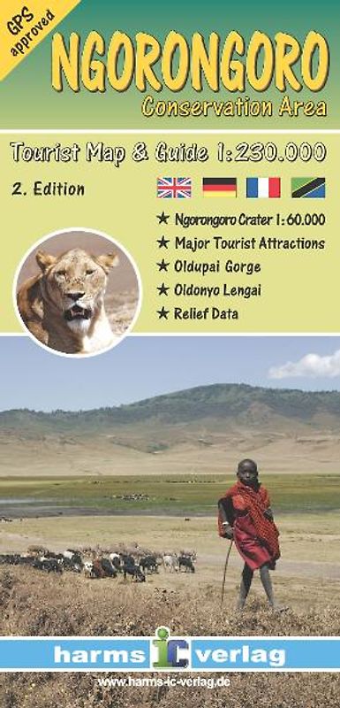 Ngorongoro Conservation Area. Tourist Map & Guide. 1:230000