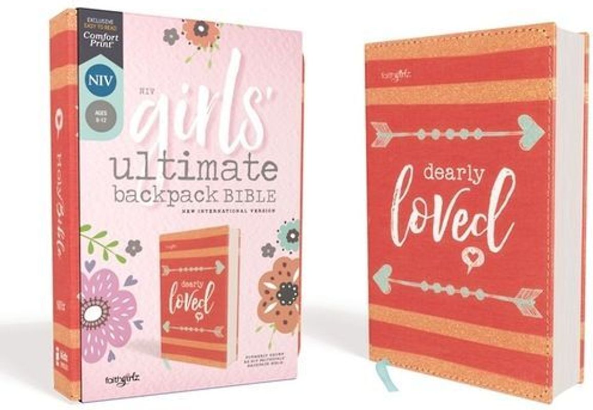 Niv, Girls' Ultimate Backpack Bible, Faithgirlz Edition, Compact, Flexcover, Coral, Red Letter Edition, Comfort Print