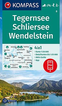 KOMPASS Wanderkarte 8 Tegernsee, Schliersee, Wendelstein 1:50.000