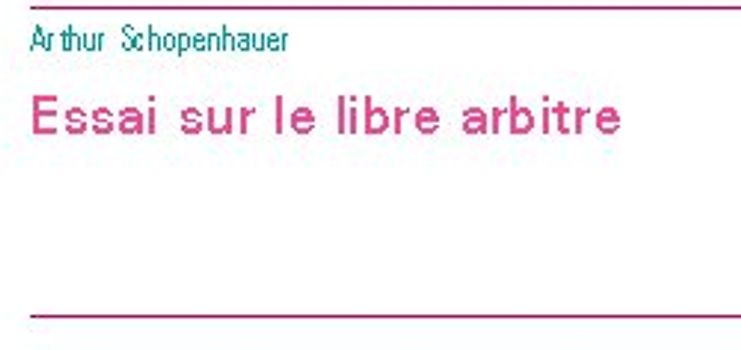Essai sur le libre arbitre
