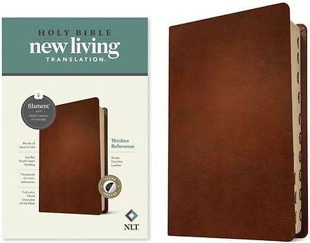 NLT Thinline Reference Bible, Filament Enabled (Genuine Leather, Brown, Indexed, Red Letter)