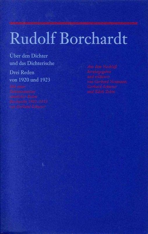 Rudolf Borchardt: Über den Dichter und das Dichterische. Drei Reden von 1920 und 1923