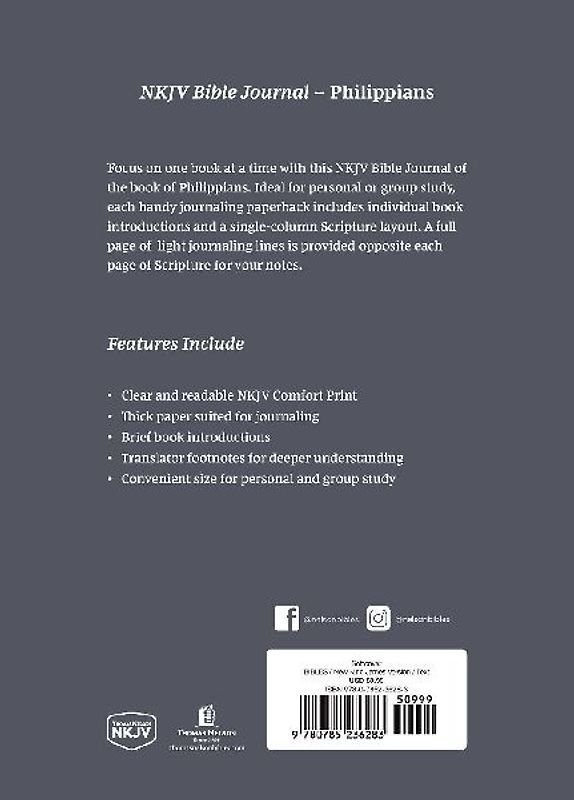 NKJV Bible Journal - Philippians, Paperback, Comfort Print | Softcover