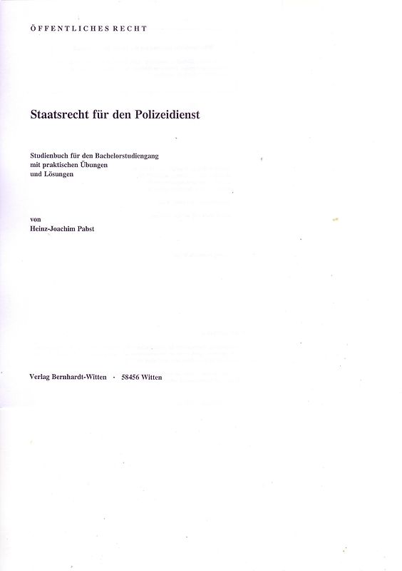 Staatsrecht für den Polizeidienst