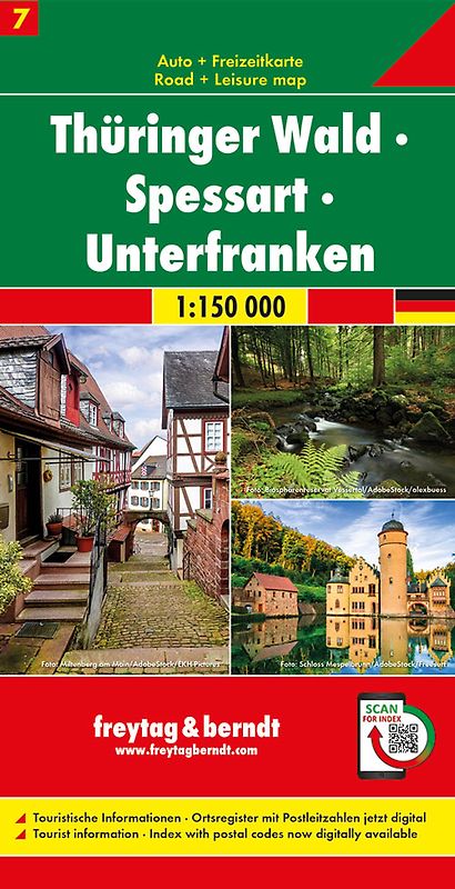 freytag & berndt Straßenkarte Thüringer Wald - Spessart - Unterfranken 1:150.000