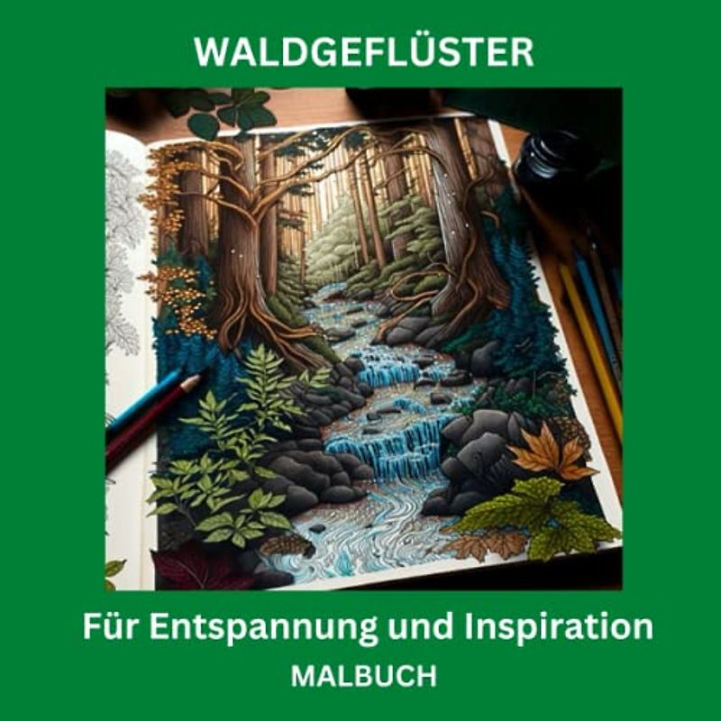 Waldgeflüster für Entspannung und Inspiration Malbuch: Ein Wald-Malbuch für jeden Wald Liebhaber, 28 Wald-Motive zum Ausmalen, Entspannen und Entdecken 8.5 * 8.5 zoll / 21,59 * 21,59 cm