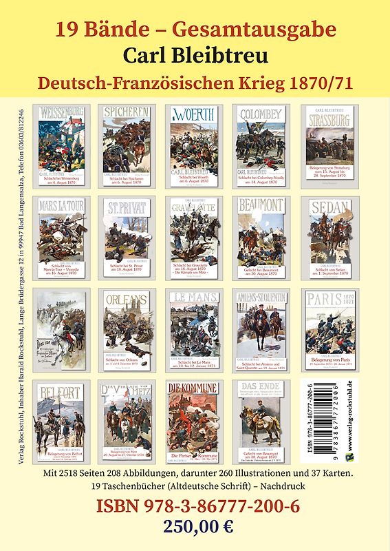 [BUNDLE] DEUTSCH-FRANZÖSISCHE KRIEG 1870/71 in Schlachtenschilderungen von Carl Bleibtreu
