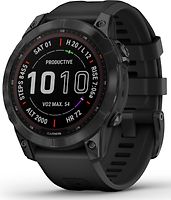 Garmin Fenix 7X 51 mm gris avec bracelet en silicone noir [Wi-Fi, Sapphire Solar Edition]