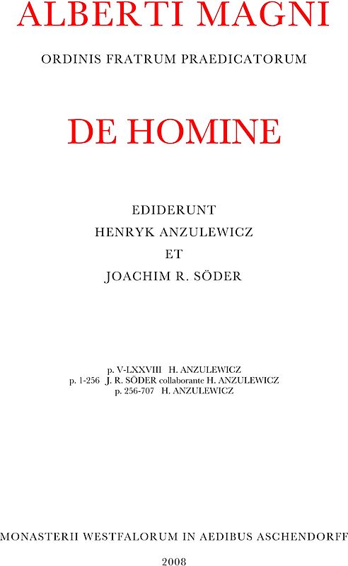 Opera Omnia / De homine