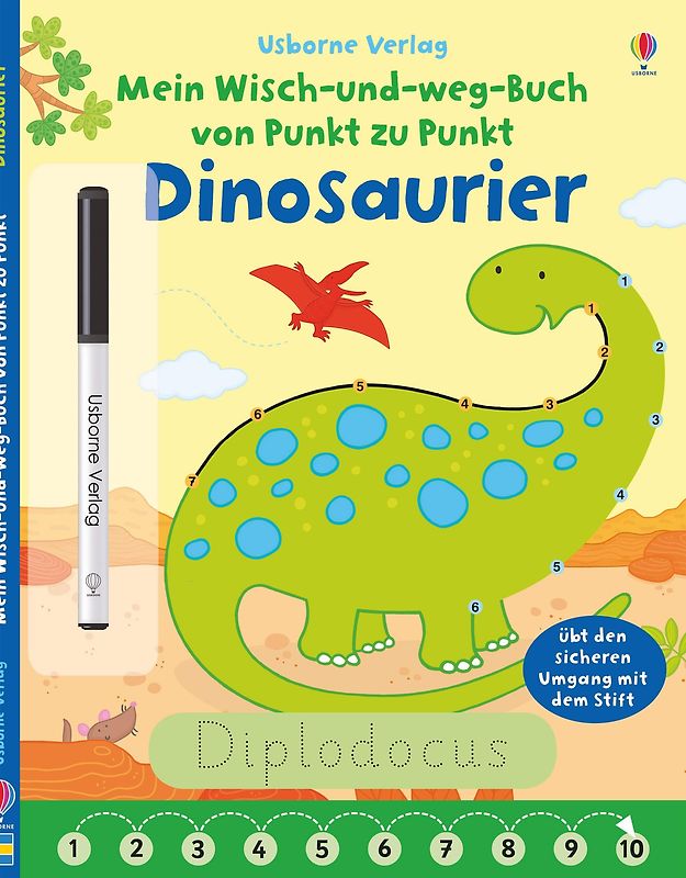 Mein Wisch-und-weg-Buch von Punkt zu Punkt: Dinosaurier