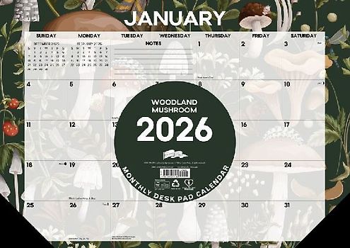 Woodland Mushroom 2026 17 X 12 Small Monthly Deskpad