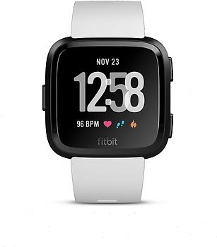 Fitbit Versa 34 mm noir aluminium et bracelet en silicone blanc [Wi-Fi]