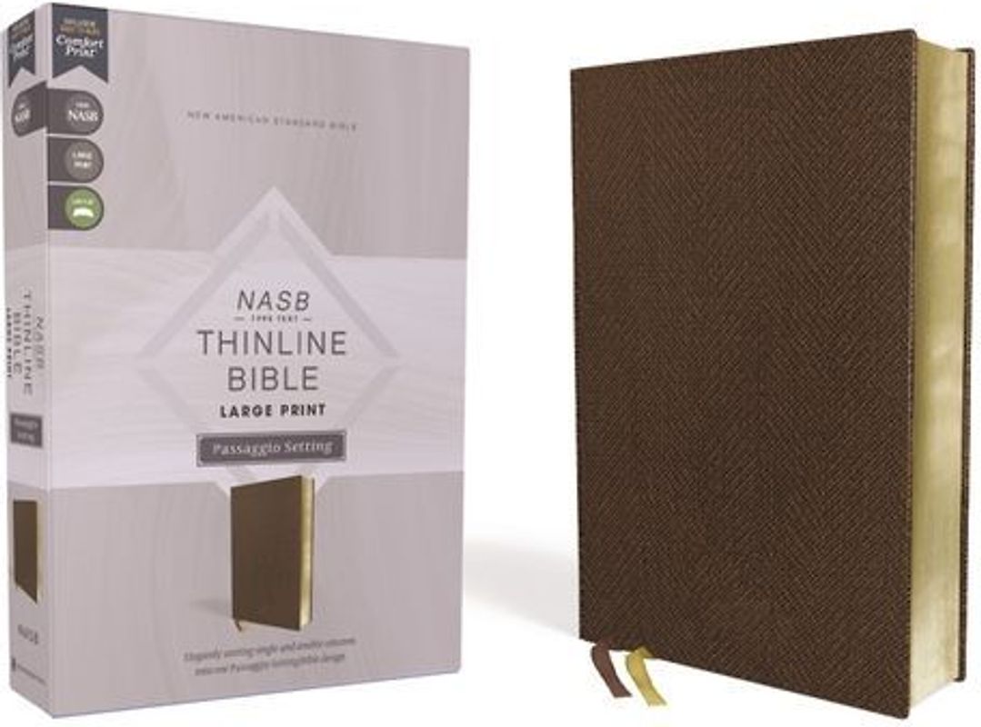 Nasb, Thinline Bible, Large Print, Passaggio Setting, Leathersoft, Brown, Red Letter, 1995 Text, Comfort Print