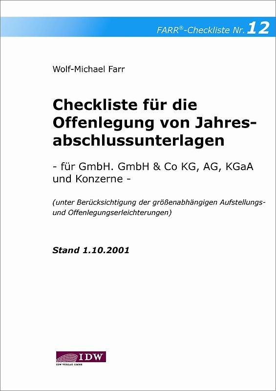 Checkliste für die Offenlegung von Jahresabschlussunterlagen