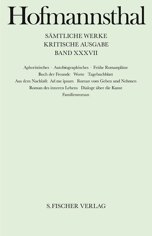 Aphoristisches, Autobiographisches, Frühe Romanpläne