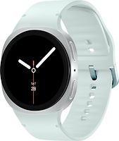 Samsung Galaxy Watch8 44 mm Boîtier aluminium argent sur Sport en silicone M/L vert d'eau [Wi-Fi + 4G]