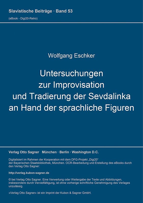 Untersuchungen zur Improvisation und Tradierung der Sevdalinka an Hand der sprachlichen Figuren