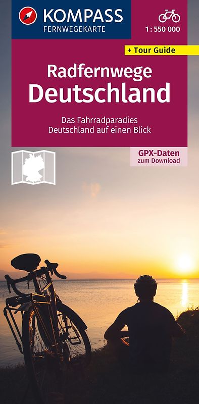 KOMPASS Radfernwegekarte Radfernwege Deutschland 1:550.000