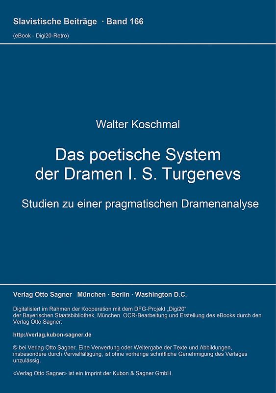 Das poetische System der Dramen I. S. Turgenevs