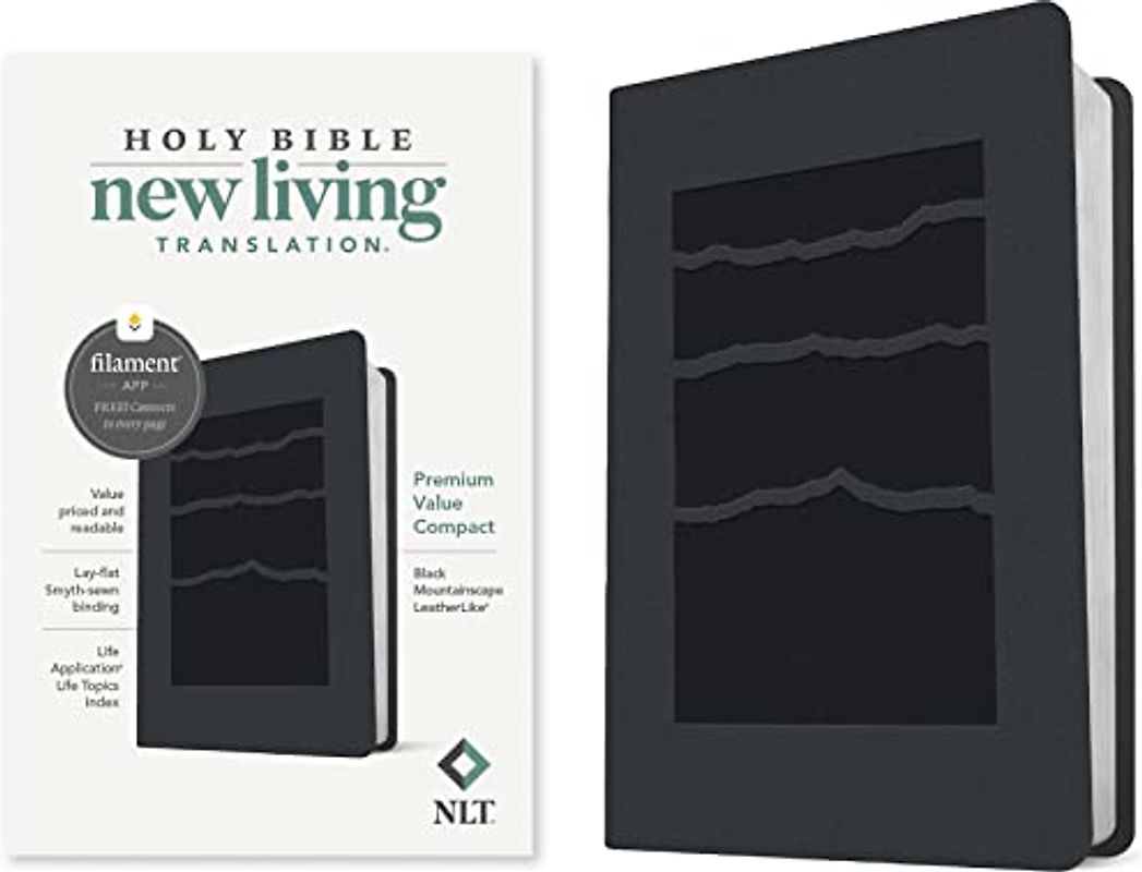 NLT Premium Value Compact Bible, Filament Enabled (Leatherlike, Black Mountainscape)