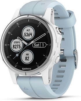 Garmin Fenix 5S Plus 42 mm blanc Seafoam au bracelet bleu ciel[Wifi, Saphir Edition]