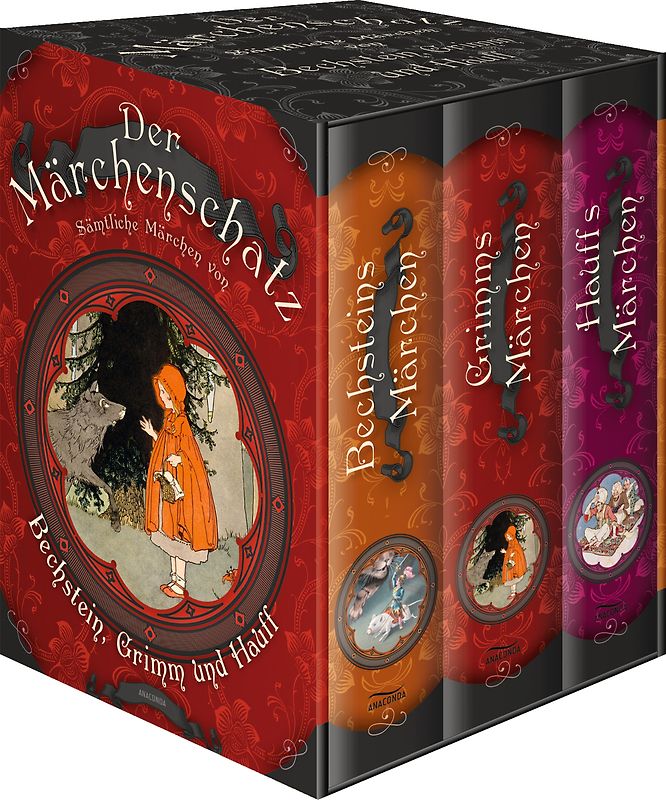 Der Märchenschatz - Sämtliche Märchen von Bechstein, Grimm und Hauff in drei Bänden (im Schuber)