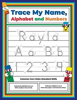 Trace My Name, Alphabet, and Numbers Workbook for Rayla: Letter and Number Tracing with Arrow Guides and Start Dots